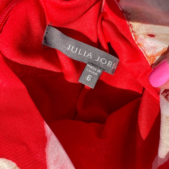 JULIA JORDAN red Floral Mockneck Midi A-Line Dress nwt - Picture 6 of 11